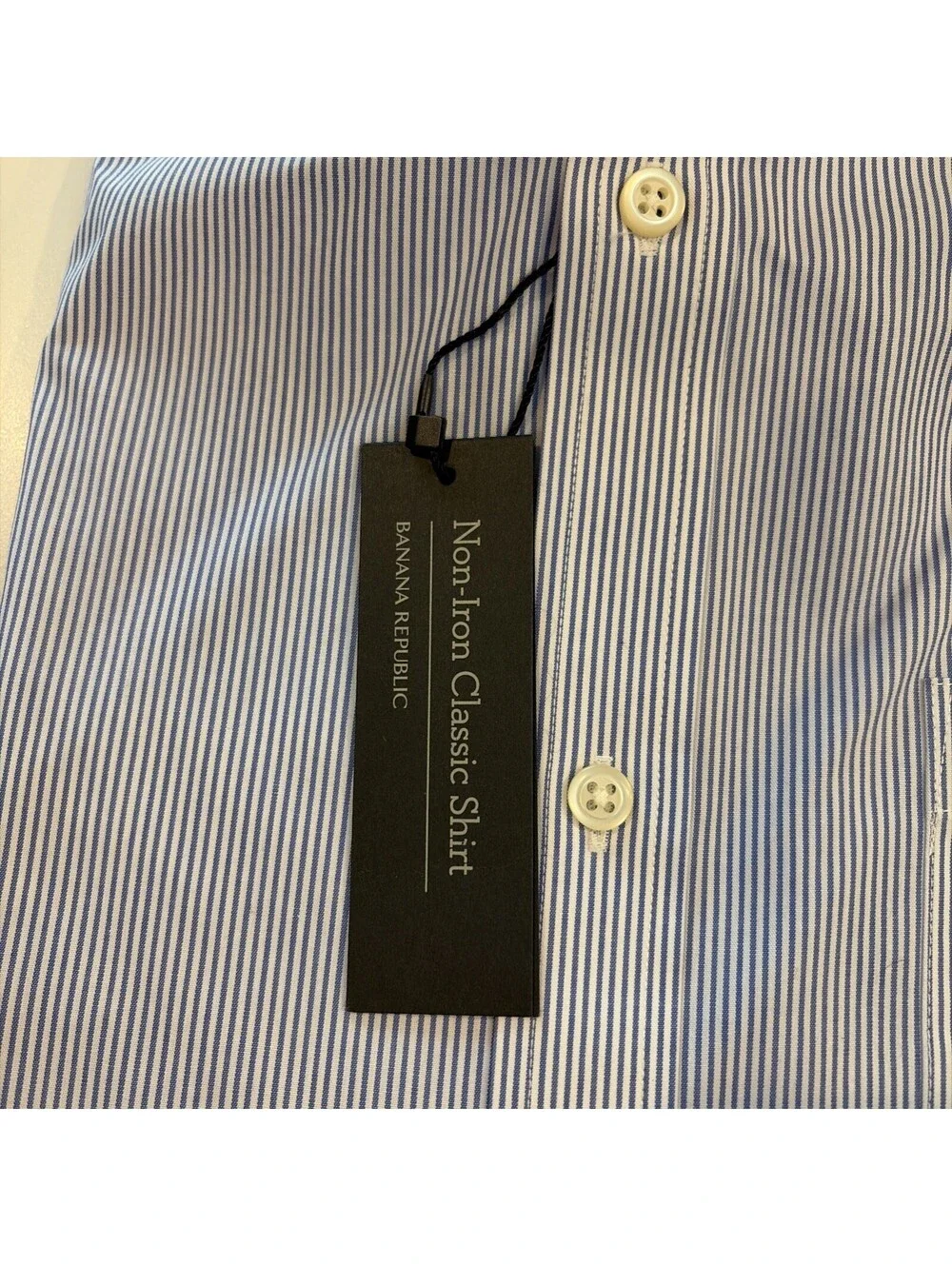 Banana Republic Mens XL Classic Fit Non Iron Shirt Blue Pinstripes Long Sleeve